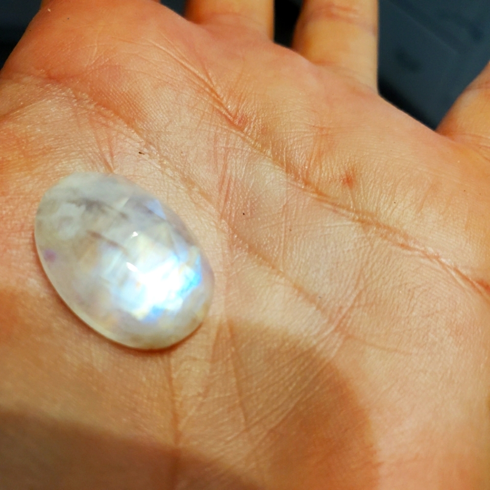 Rainbow Moonstone Rose Cut Oval Moonstone Cabachon Multi Flashy Fire Loose Gem